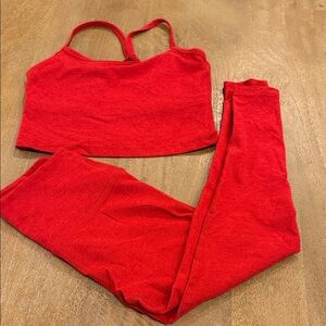 Beyond yoga Red Crop Top and Leggings Set